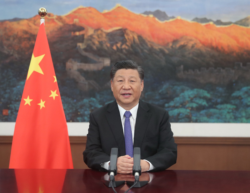 7月28日，国家主席习近平在亚洲基础设施投资银行第五届理事会年会视频会议开幕式上致辞。新华社记者 鞠鹏 摄